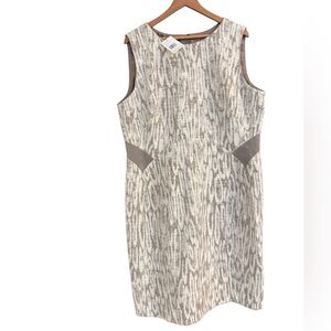Lafayette 148 New York NWT size 18!Beige and Taupe Patterned Midi Dress
